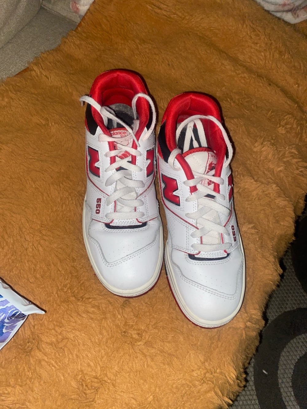 New Balance White and Red Men's Sneakers